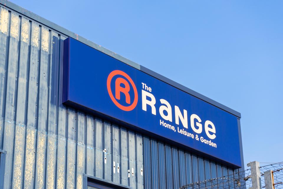 The Range store sign in Southampton, England.