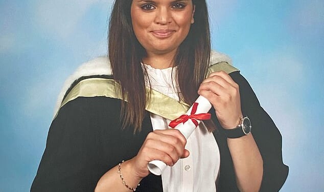 Fawziyah Javed, pictured on her graduation day, was killed by her abusive husband