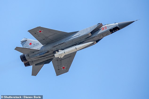 The powerful Russian MiG-31 warplanes (pictured, file photo) spent 12 minutes violating Estonian airspace