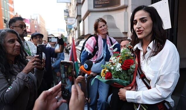 Dr Rahmeh Aladwan leaves a medical tribunal in Manchester City Centre after it was ruled that she would be able to continue to practice after