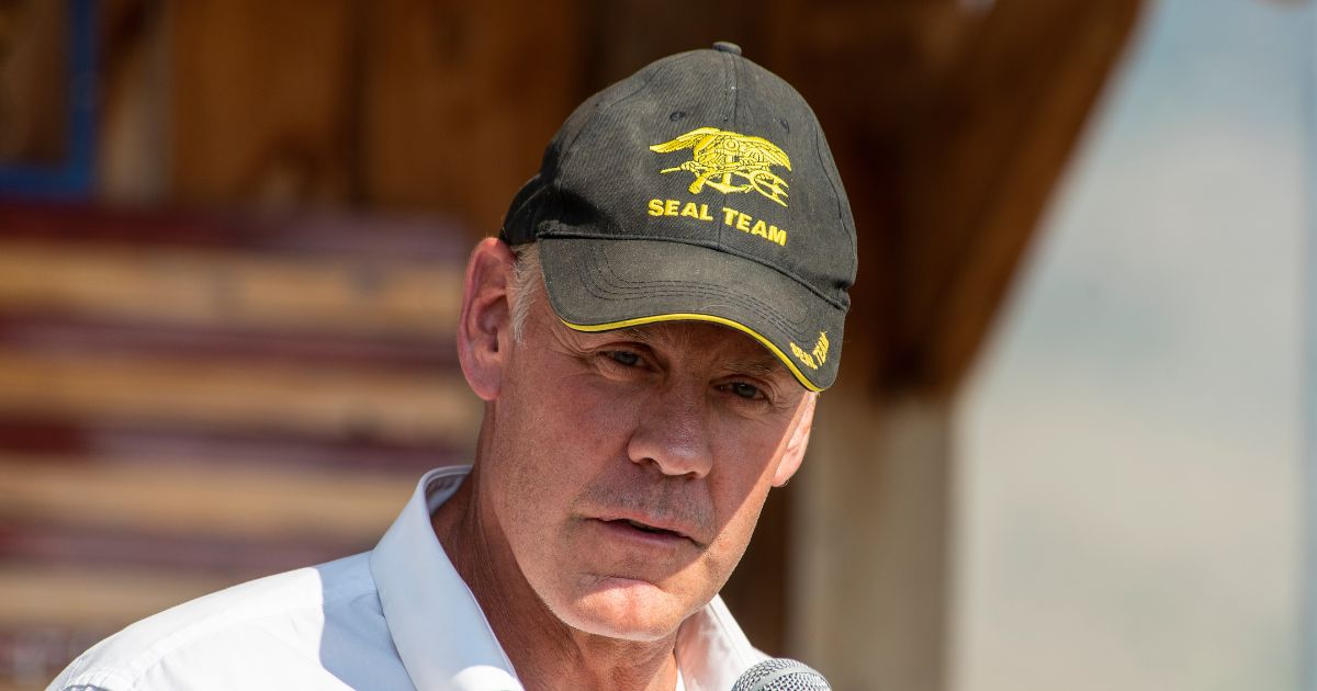 Rep. Ryan Zinke, a Republican from Montana, speaks at the ceremony to honor the four airman killed in a 1962 B-47 crash at 8,500 feet on Emigrant Peak on July 24, 2021, in Emigrant, Montana.