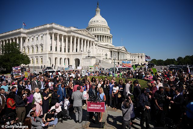 Hundreds of supporters gathered for the press conference on Wednesday morning