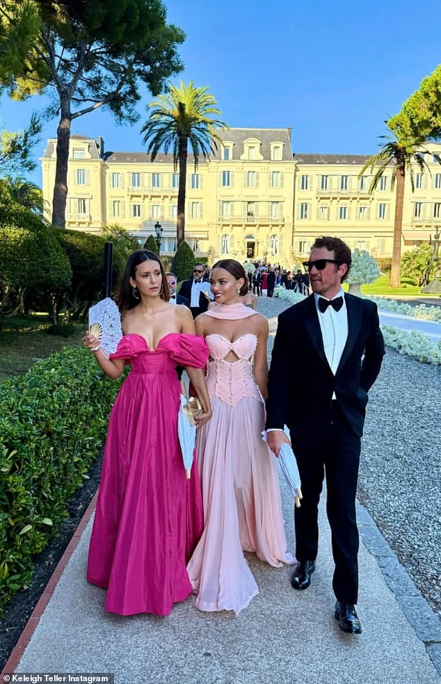 A celeb favourite resort, a VIP guest list and a serenading from Chris Martin ensured billionaire Brad Garlinghouse's wedding was one to remember (Pictured L-R: Celeb guests Nina Dobrev, Keleigh and Miles Teller)