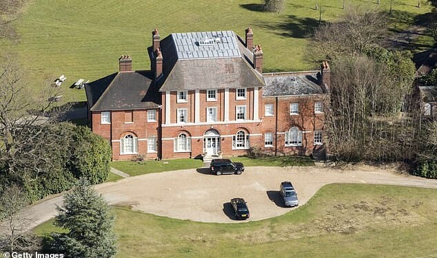 The Home Office is to create a 150 acre exclusion zone around Forest Lodge (pictured), the eight-bedroom mansion set to be home to the Prince and Princess of Wales