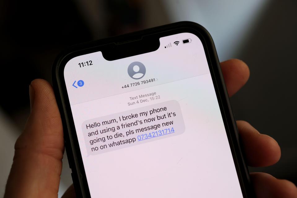 Screenshot of a scam text message on a phone.