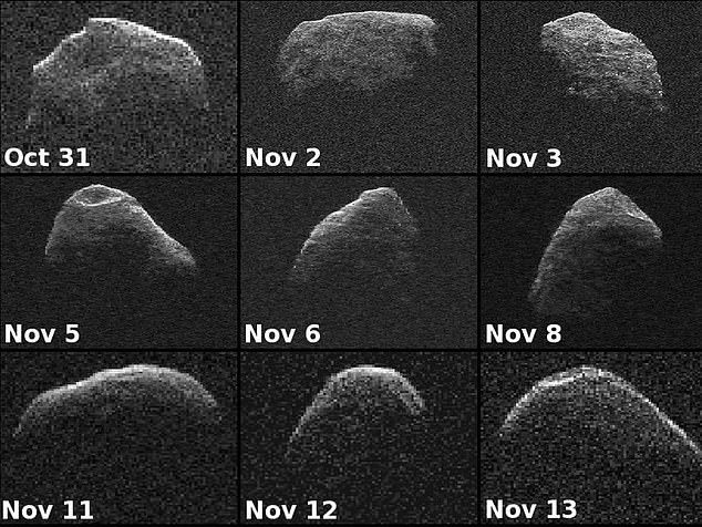 Nine images of asteroid Apophis from October 31 to November 13.