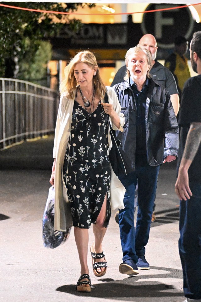 Paul McCartney and his wife Nancy Shevell leaving a concert.