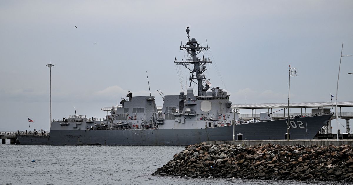 The U.S. Navy warship USS Sampson docks at the Amador International Cruise Terminal in Panama City, Panama, on Tuesday.