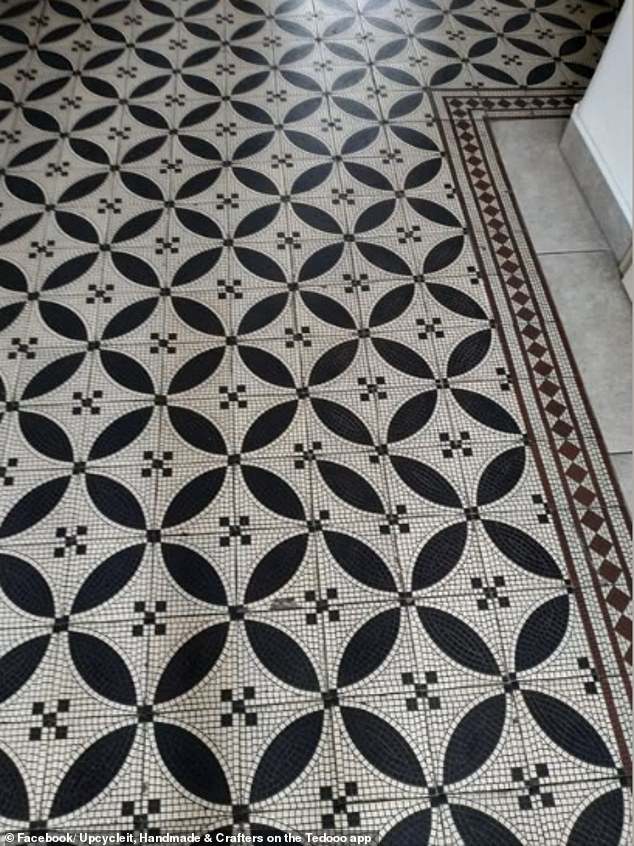 Bianca Siham, from London, was in the waiting area at her dentist surgery when she noticed an infuriating error in the geometric flooring (pictured)