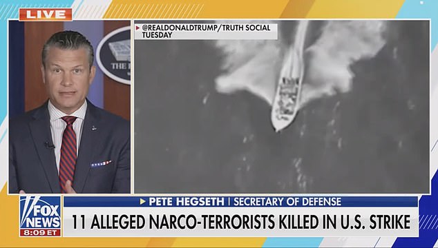 Defense Secretary Pete Hegseth appeared on Fox & Friends Wednesday morning and said more Venezuelan narco traffickers would 'face the same fate' as the 11 who were killed in a U.S. strike in the south Caribbean on Tuesday
