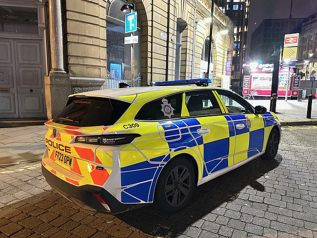 Pictured: An image from the scene in Manchester yesterday following the stabbing