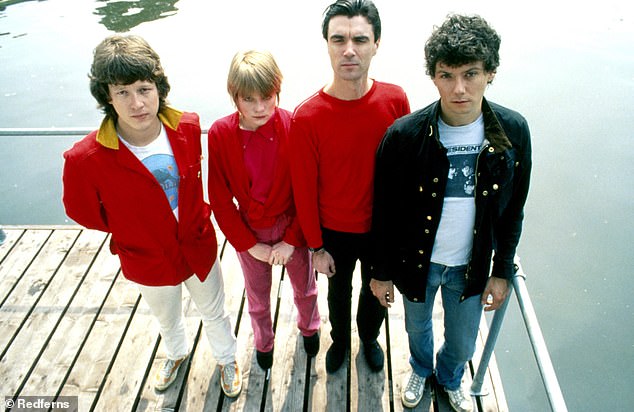 (L-R) Talking Heads band-members Chris Frantz, Tina Weymouth, David Byrne and Jerry Harrison in 1977