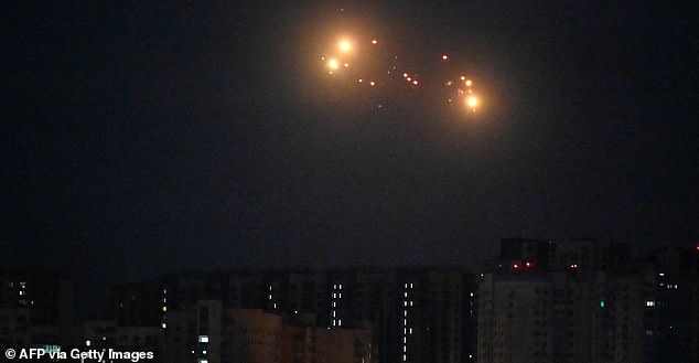 The Ukrainian air defence fires at Russian drones above Kyiv during night mass drone and missile strikes on Ukraine on September 10, 2025, amid the Russian invasion of Ukraine. (Photo by Sergei SUPINSKY / AFP) (Photo by SERGEI SUPINSKY/AFP via Getty Images)