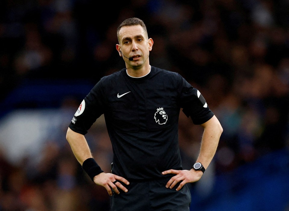 Referee David Coote at a soccer match.