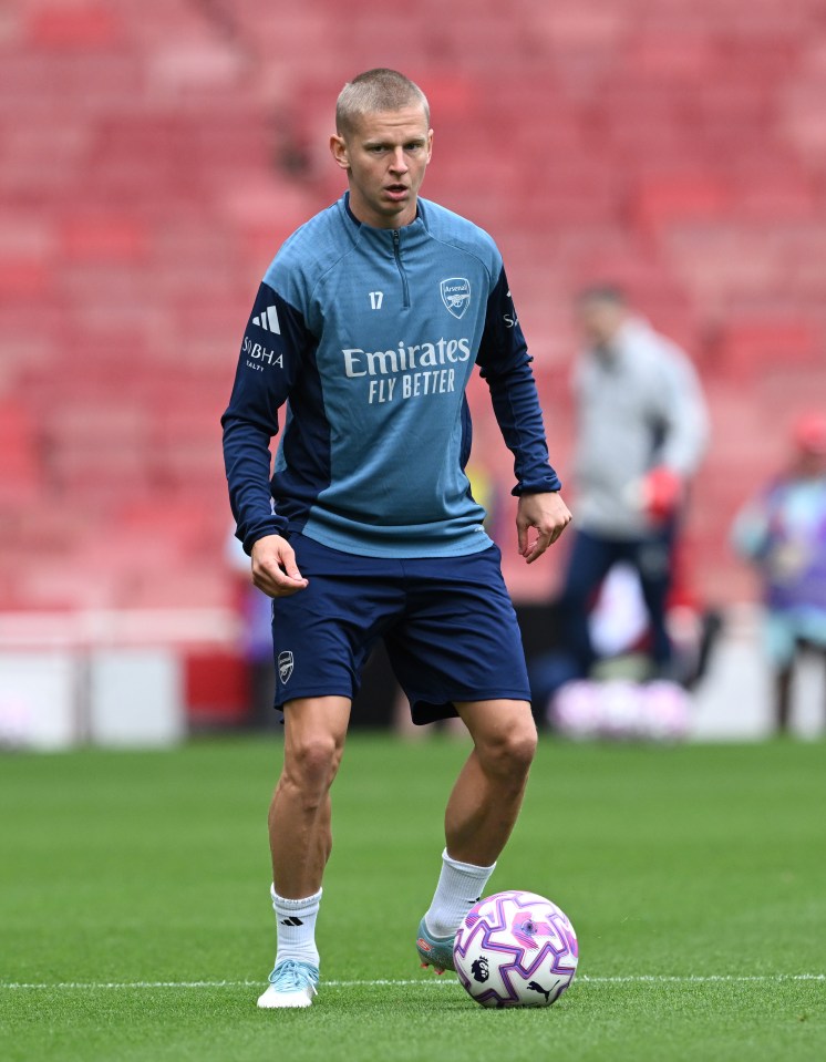 Oleksandr Zinchenko of Arsenal during training.
