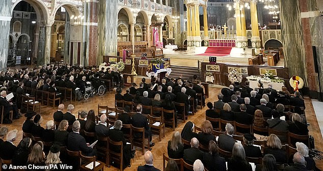 Prince Andrew was sat in the front row, on the right hand side with Fergie. King Charles, Prince William and Catherine were in the front row of the middle block