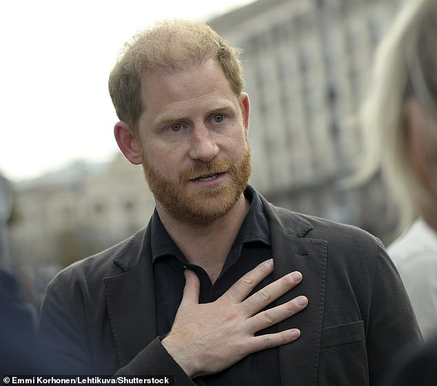 Harry visited a makeshift memorial for Ukrainian and foreign soldiers at Independence Square Maidan in Kyiv on Friday
