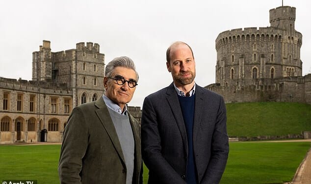Eugene Levy and Prince William appear together on Apple TV+ show The Reluctant Traveler