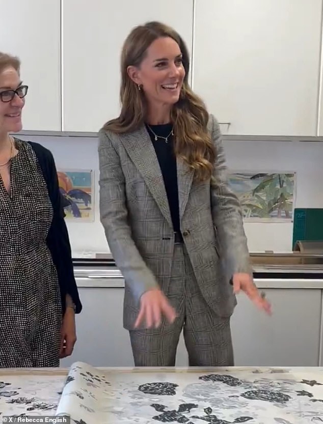 Kate there spend time with Design Director Tandine Rawkins's free-hand sketch work, and marvelled at her pieces, praising the 'artistry' of the industry