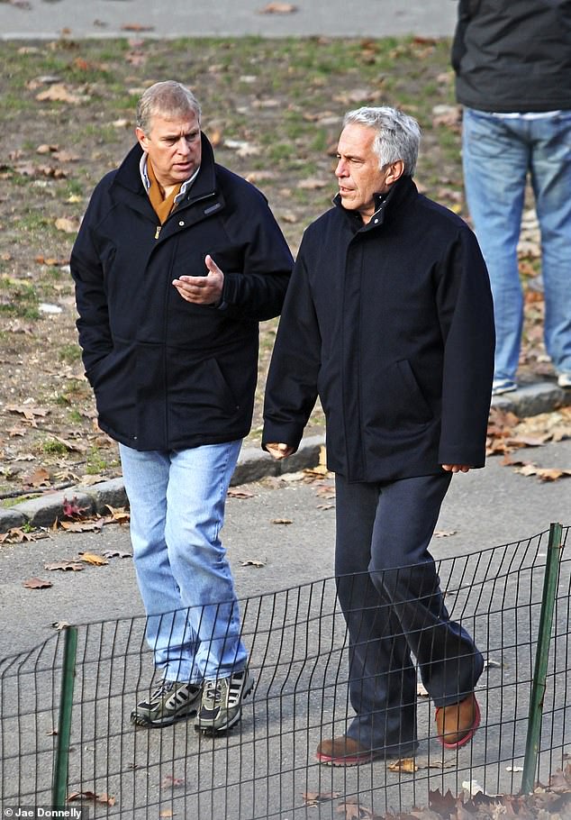 The Duke of York photographed walking through New York's Central Park with Jeffrey Epstein