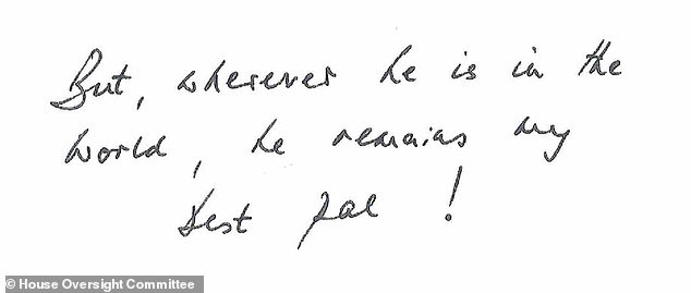 Mandelson's message in the 'birthday book' compiled by Ghislaine Maxwell said Epstein was 'my best pal!'