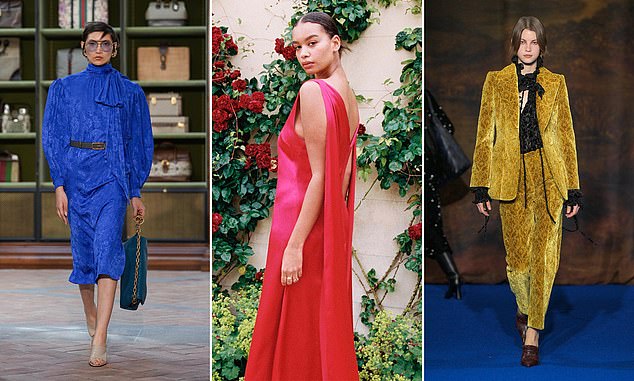 Dressed to kill: Luxury brands such as Gucci and Yoox Net-a-Porter (left and centre) have struggled, but Burberry (right) is recovering