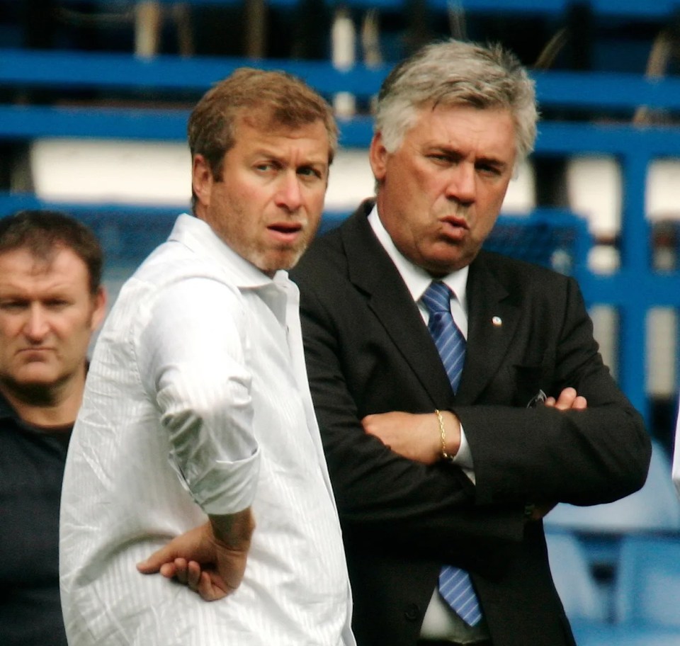 Chelsea owner Roman Abramovich with manager Carlo Ancelotti.