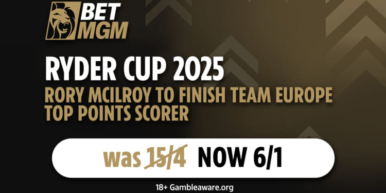Ryder Cup 2025 - Get Rory McIlroy to finish Team Europe top points scorer at 6/1