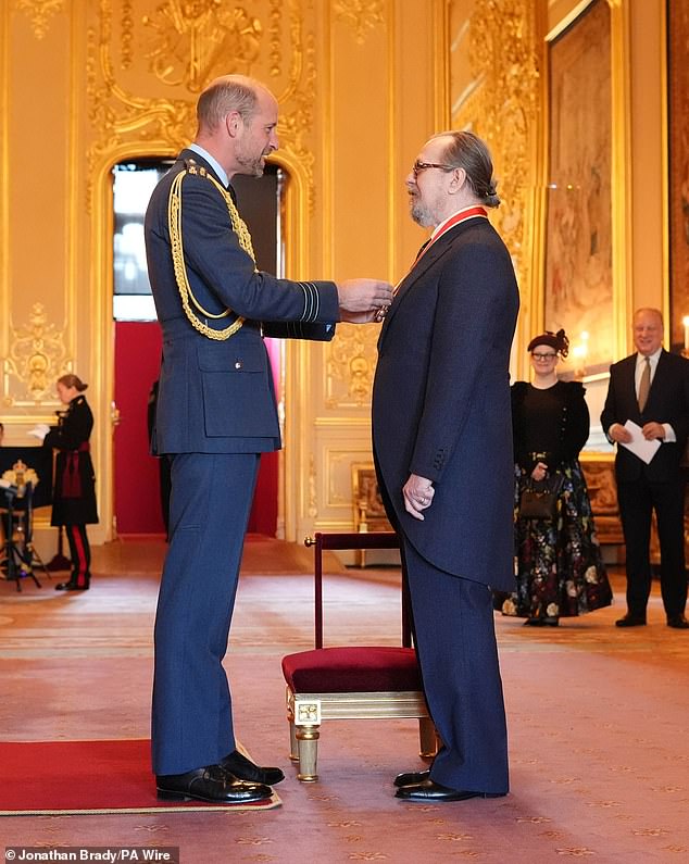 Sir Gary Oldman was among those accepting honours on Tuesday as he received a knighthood at Windsor Castle
