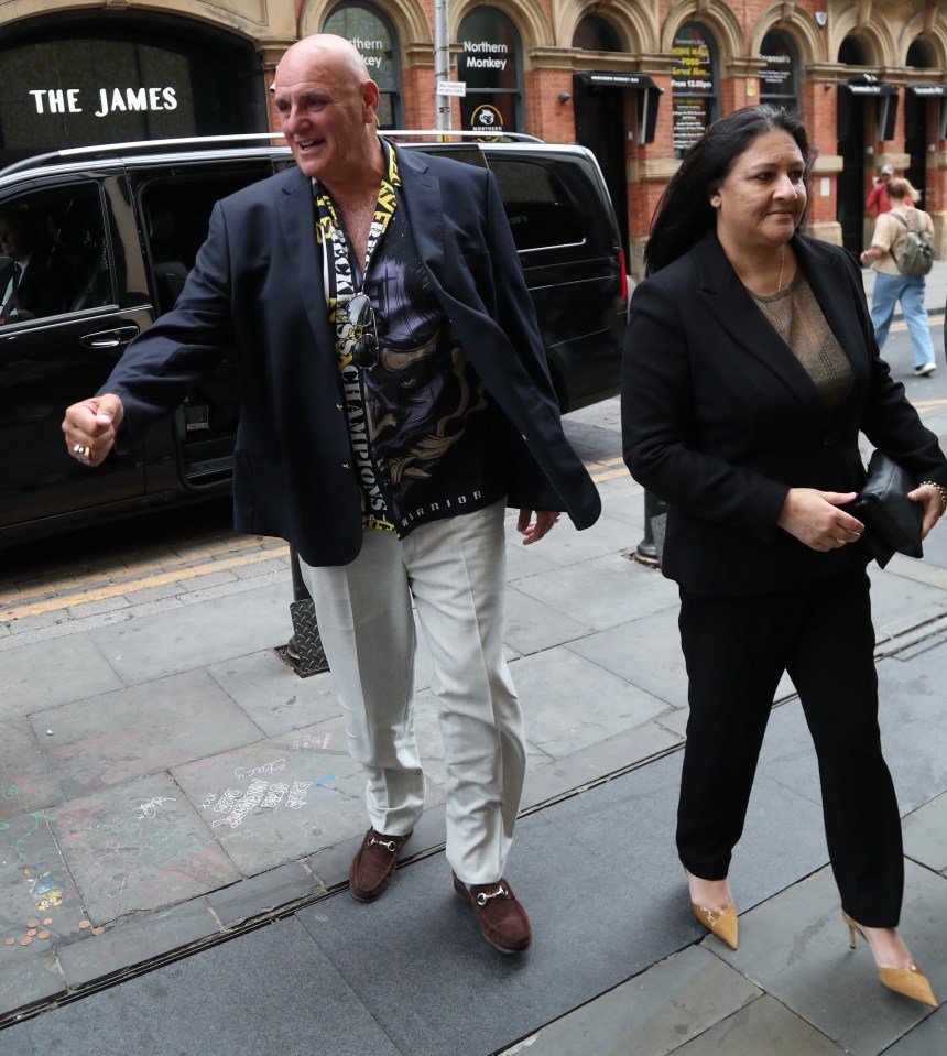 Chantal and John Fury arriving at Tommy Fury's premiere in Manchester.