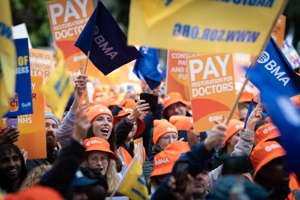 Protesters at a British Medical Association rally.