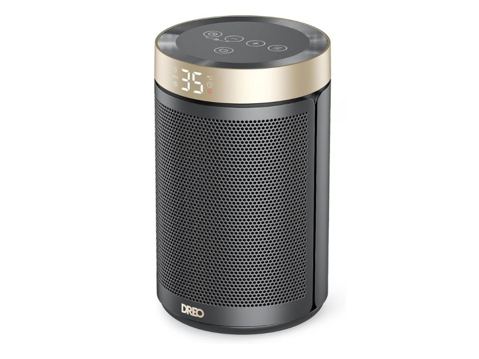 DREO cylindrical space heater with digital display.