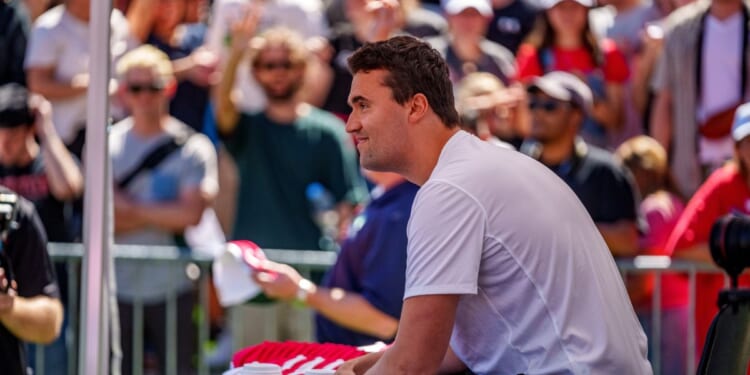 Charlie Kirk speaks at Utah Valley University on Sept. 10, 2025, in Orem, Utah.