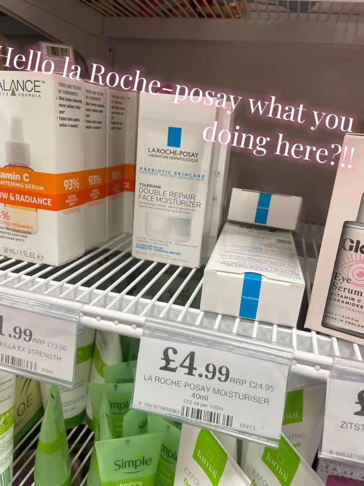 La Roche-Posay moisturizer and other skincare products on display in a store.