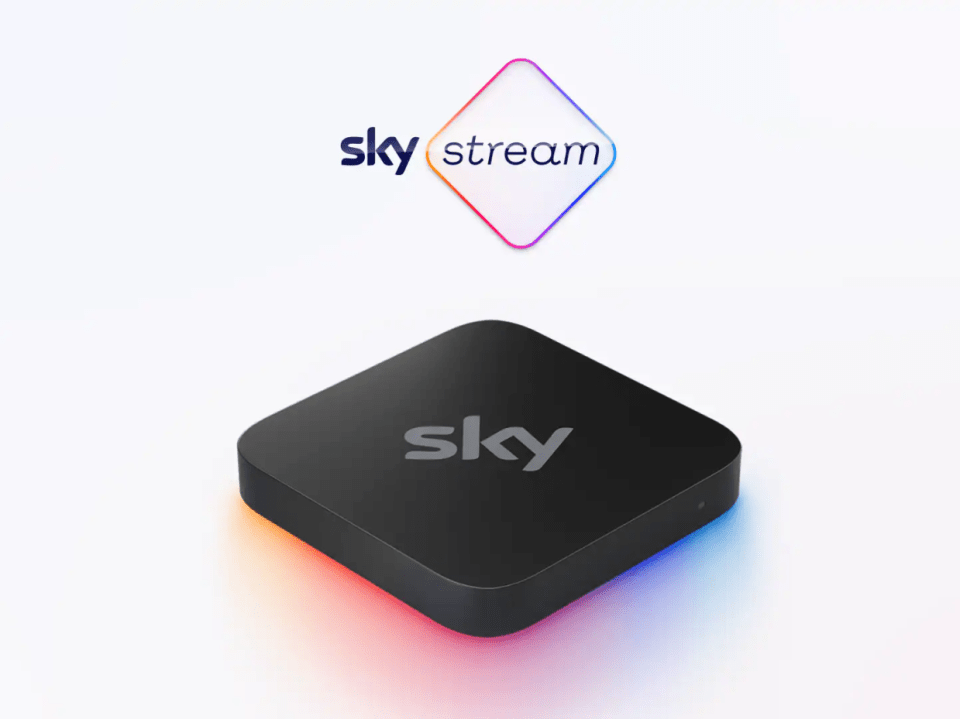 Sky Stream box with logo.