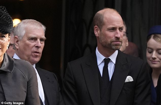 Prince Andrew and Prince William reportedly had a 'very frosty' exchange after the Duchess of Kent's funeral today