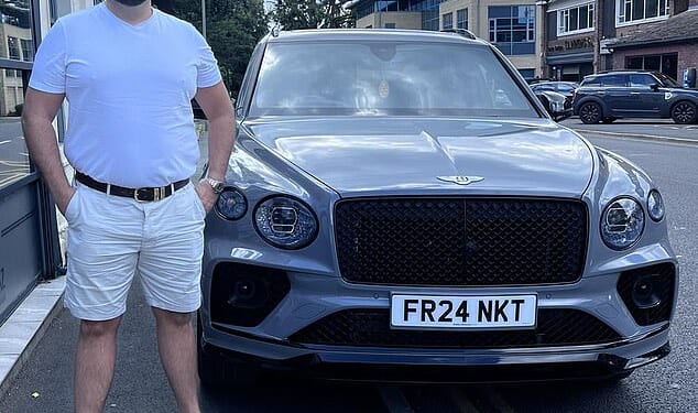 Frank Tomney posted picture of him posing with Bentley displaying personalised numberplate