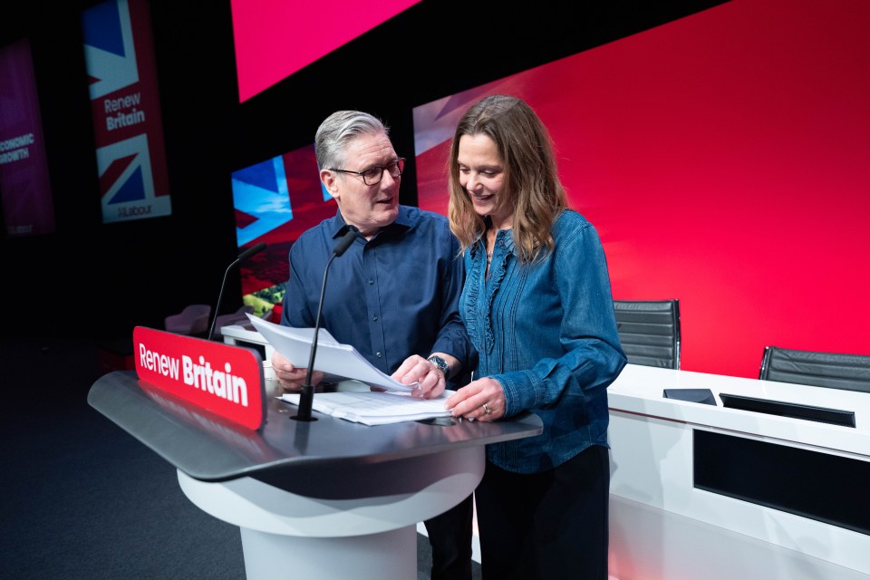 Prime Minister Sir Keir Starmer and his wife Lady Victoria rehearsing his Labour Party conference keynote speech.