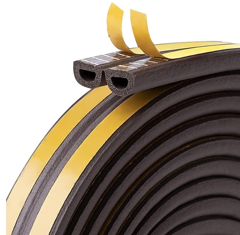 Roll of adhesive-backed door weather stripping.