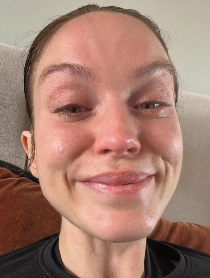 Vicky Pattison smiling through tears and sweat.
