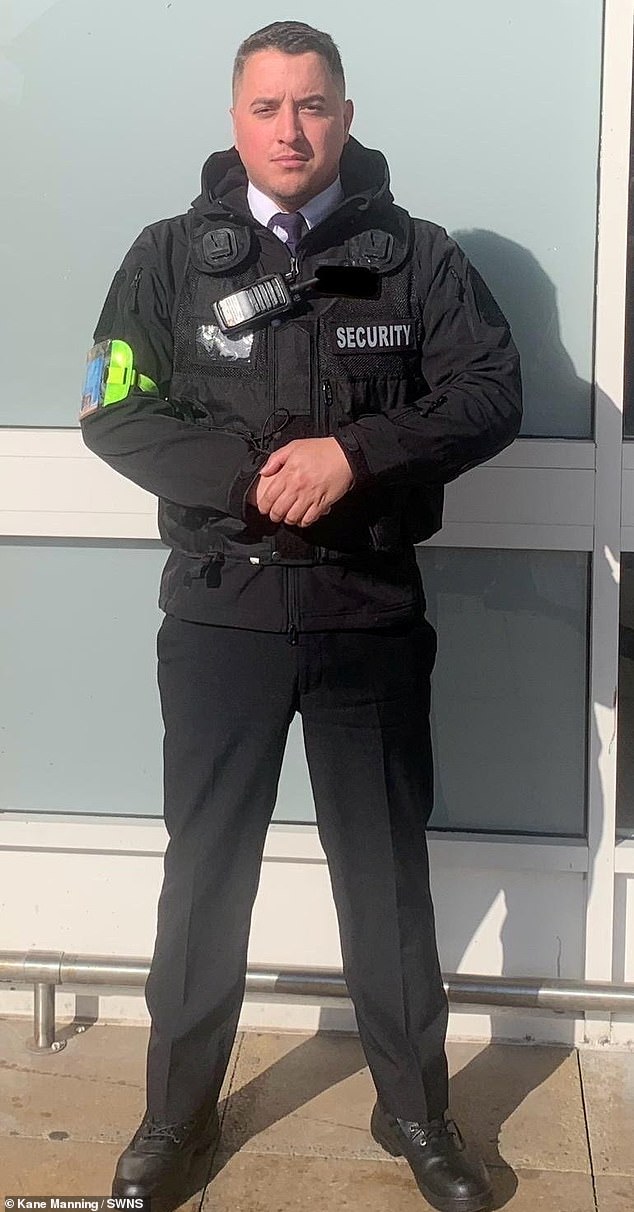 Supermarket security guard Kane Manning, pictured, has revealed the grim reality of working on Britain's crime-ridden high streets