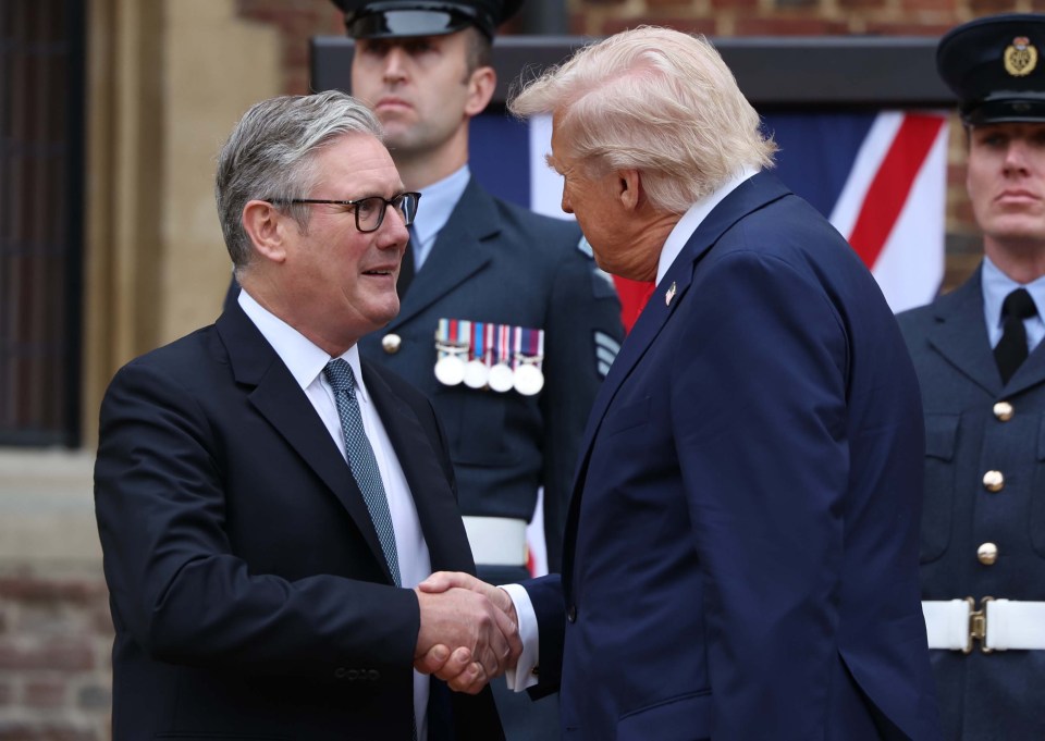 British Prime Minister Keir Starmer and US President Donald Trump shaking hands.