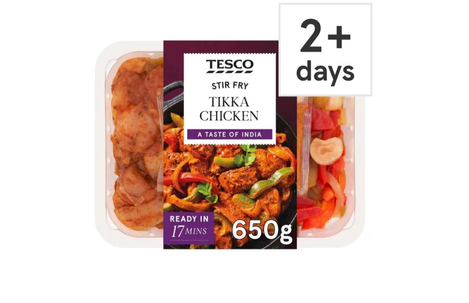 Tesco Tikka Chicken stir-fry (650g) ready in 17 minutes.  Recalled.