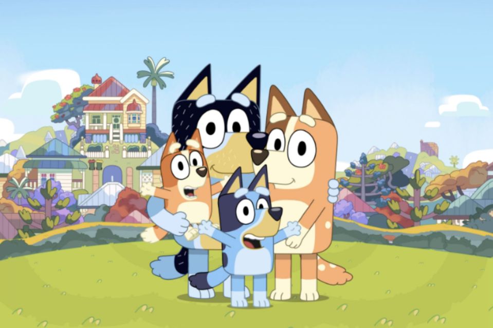 An image collage containing 1 images, Image 1 shows Illustration of the Bluey family of dogs