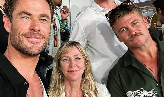 They're Australia's golden family - with Chris Hemsworth and his famous brothers Liam and Luke embodying the wholesome, hard-working Aussie values that have made them household names across the world. Pictured with their mother Leonie
