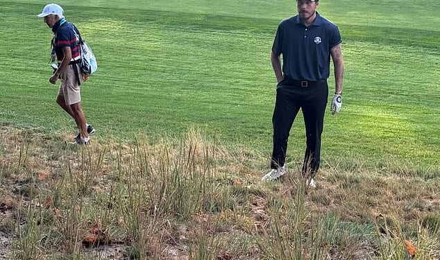 Brooklyn Beckham found himself searching aimlessly for his golf ball during Wednesday's Ryder Cup in New York in the beginning of his match