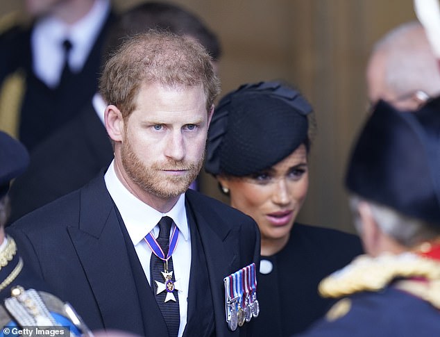 Prince Harry and Meghan Markle after Queen Elizabeth II coffin was brought to lie in state at Westminster Hall. After the Queen died Harry and Meghan were at the centre of a royal domestic drama