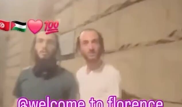 An enraged anti-Semitic attacker filmed himself whipping two Jewish American tourists with a belt while screaming 'Free Palestine ' in Florence, Italy