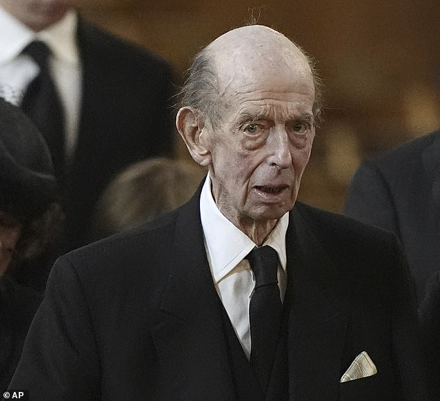 The Duke of Kent was emotional as he laid his wife - whom he had been with for 64 years - to rest this afternoon