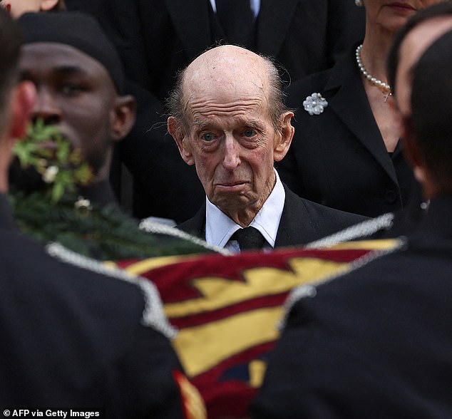 Prince Edward, the Duke of Kent, looked emotional as he saw the coffin of his late wife following a Requiem Mass